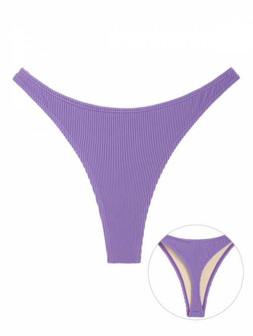 ZAFUL Textured Solid Bikini Thong Bottom L Purple