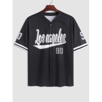 ZAFUL Men's ZAFUL Los Angeles Short Sleeves Baseball Shirt M Black