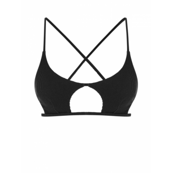 ZAFUL Textured Criss Cross Star Shaped Bikini Top M Black