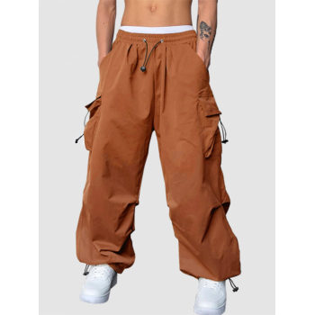 ZAFUL Men's ZAFUL Loose Fit Drawstring Pocket Design Beam Feet Parachute Cargo Pants S Orange