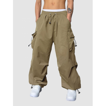 ZAFUL Men's ZAFUL Loose Fit Drawstring Pocket Design Beam Feet Parachute Cargo Pants M Light coffee