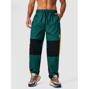 ZAFUL Men's ZAFUL Colorblock Drawstring Cuff Waterproof Antistatic Outdoor Pants L Deep green