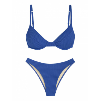 ZAFUL Underwire Textured Bikini Swimwear M Blue