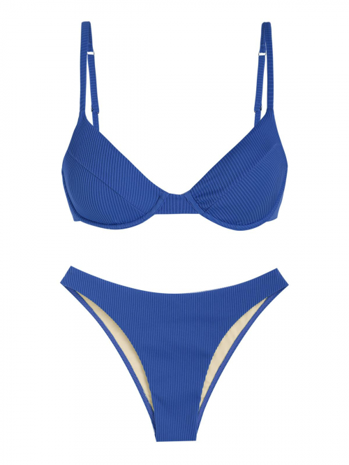 ZAFUL Underwire Textured Bikini Swimwear M Blue