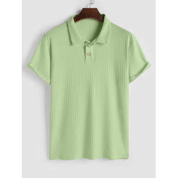 ZAFUL Men's ZAFUL Solid Color Textured Short Sleeves Polo Collared T-shirt S Light green