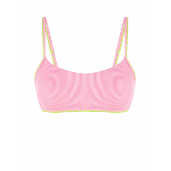 ZAFUL Ribbed Whip Stitching Bikini Top L Light pink