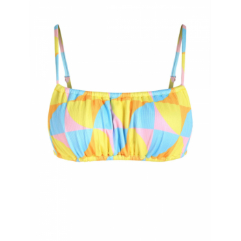 Colorblock Ribbed Bikini Top L Yellow