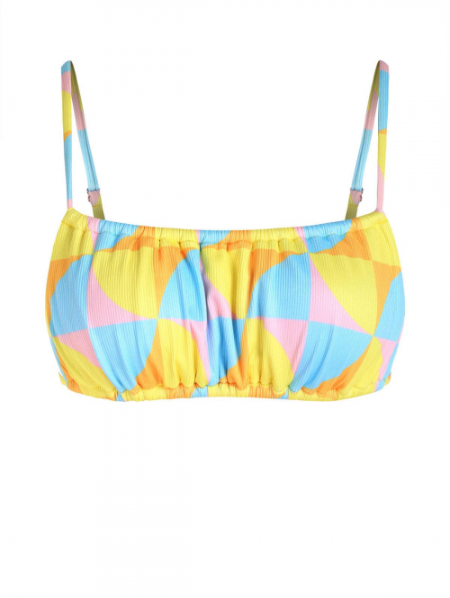 Colorblock Ribbed Bikini Top L Yellow