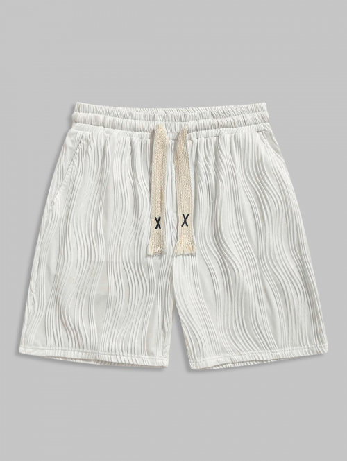 ZAFUL Textured Knitted Sports Casual Shorts L White