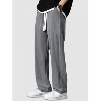 ZAFUL Men's Plain Color Casual Drawstring Pants M Gray