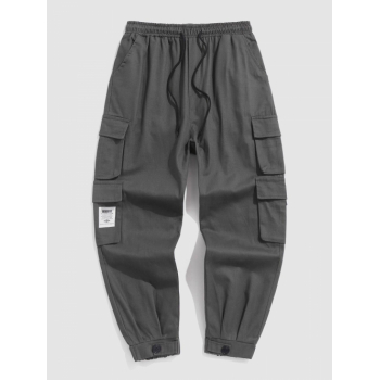 ZAFUL Men's Multi-pockets Patched Design Streetwear Cargo Pants L Gray