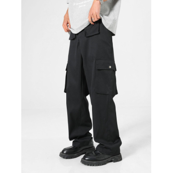 ZAFUL Men's Flap Pocket Design Cargo Pants L Black