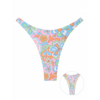 ZAFUL Floral Print Thong Bikini Bottom M Multi b