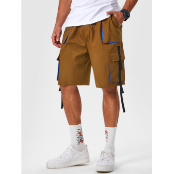 ZAFUL Drawstring Tape Decor Streetwear Cargo Shorts M Deep coffee