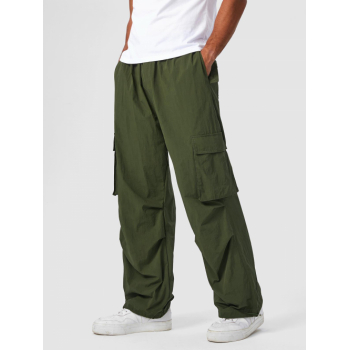 ZAFUL Men's ZAFUL Solid Color Stopper Drawstring Design Multi-pocket Parachute Pants S Deep green