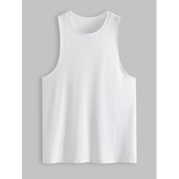 Solid Color Basic Tank Top M White