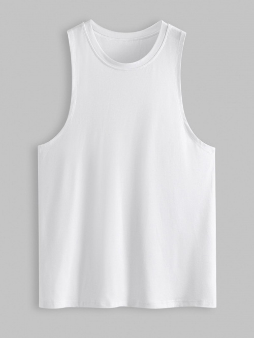 Solid Color Basic Tank Top M White