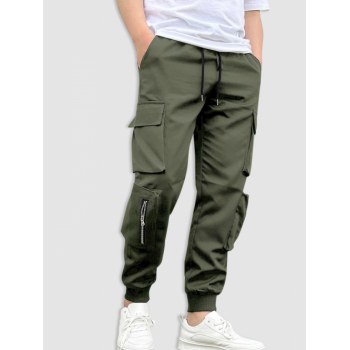 ZAFUL Men's ZAFUL Streetwear Zip Multi-pockets Design Beam Feet Cargo Pants Xl Deep green