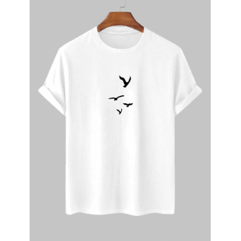 ZAFUL Men's Birds Pattern Short Sleeves Cotton T-shirt 2xl White