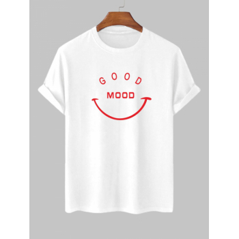 ZAFUL Men's GOOD MOOD Pattern Cotton Short Sleeves T-shirt L White