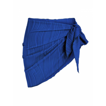 Women Beach ZAFUL Textured Tie Side Beach Sarong Blue