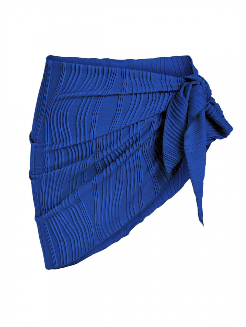 Women Beach ZAFUL Textured Tie Side Beach Sarong Blue