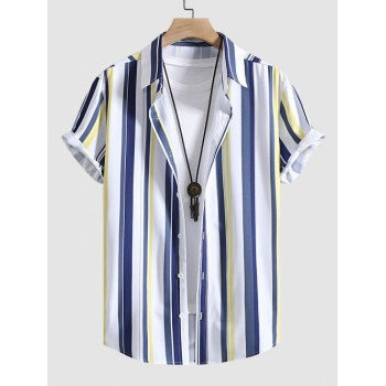 ZAFUL Men's Colorful Vertical Striped Short Sleeves Shirt L Multi a