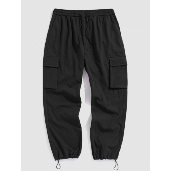 ZAFUL Men's Multi Pockets Design Drawstring Leg Cargo Pants L Black