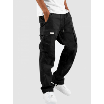 ZAFUL Men's ZAFUL Large Pocket Drawstring Hem Streetwear Cargo Pants L Black