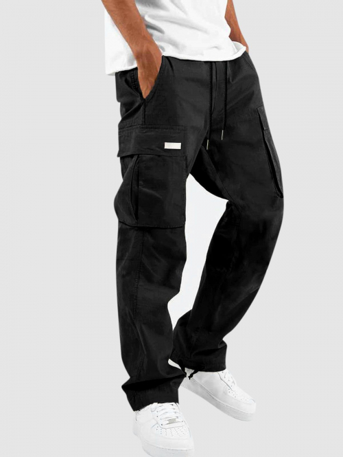 ZAFUL Men's ZAFUL Large Pocket Drawstring Hem Streetwear Cargo Pants L Black