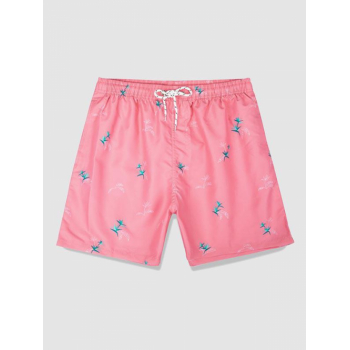 ZAFUL Men's Drawstring Leaf Print Vacation Beach Shorts S Light pink