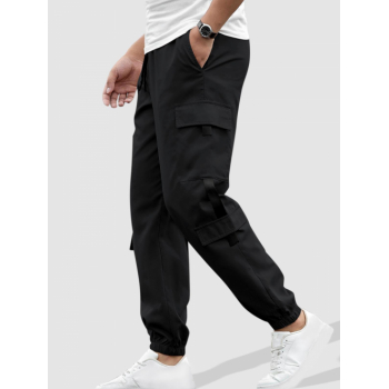 ZAFUL Men's Streetwear Solid Color Techwear Jogger Cargo Pants L Black