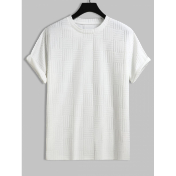 ZAFUL Jacquard Towel Cloth Textured Short Sleeves T-shirt S White