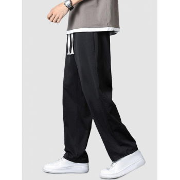 ZAFUL Men's Plain Color Casual Drawstring Pants L Black