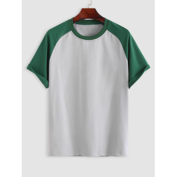 ZAFUL Men's Color Spliced Raglan Sleeves T-shirt Xl Deep green