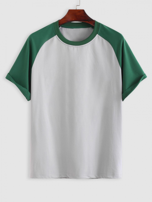 ZAFUL Men's Color Spliced Raglan Sleeves T-shirt Xl Deep green