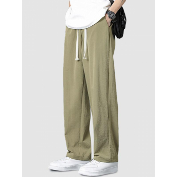 ZAFUL Men's Plain Color Casual Drawstring Pants L Light coffee