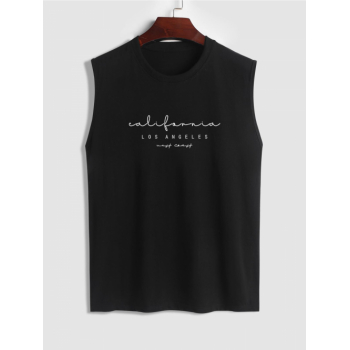 Minimalist Letter California LOS ANGELES Graphic Printed Tank Top Xxl Black