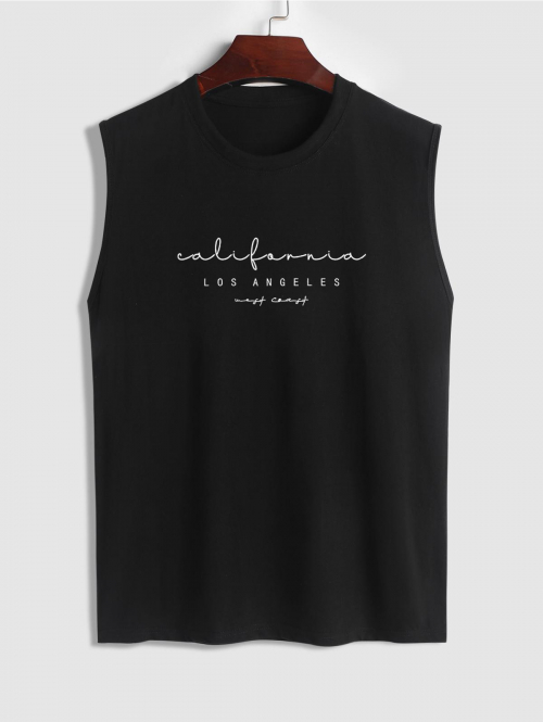 Minimalist Letter California LOS ANGELES Graphic Printed Tank Top Xxl Black