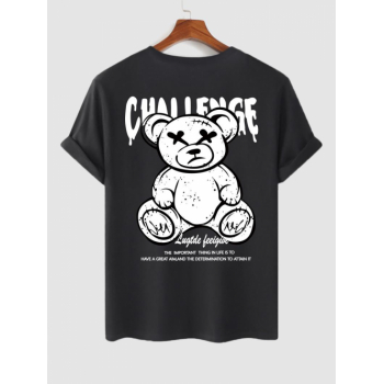 ZAFUL Men's Men's Casual Funny Cartoon Bear Graphic Pattern Cotton Short Sleeves Summer T-shirt 2xl Black