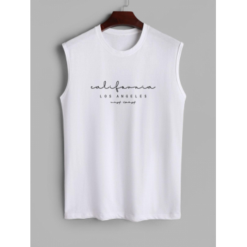 Minimalist Letter California LOS ANGELES Graphic Printed Tank Top S White