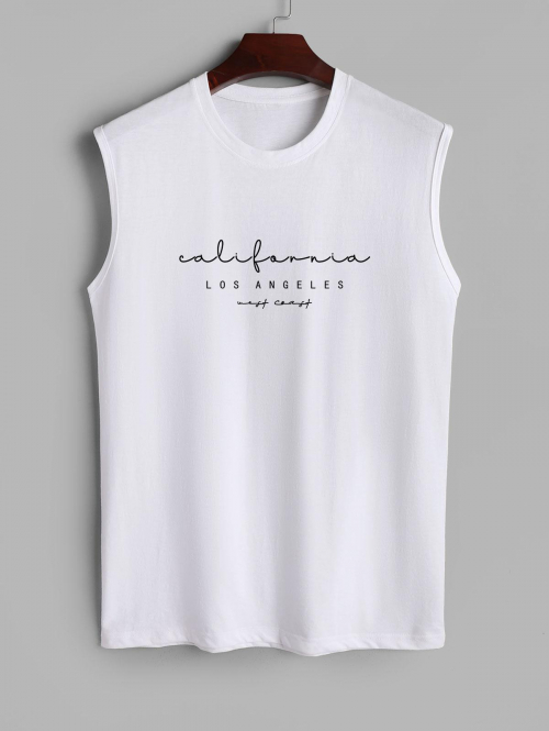 Minimalist Letter California LOS ANGELES Graphic Printed Tank Top S White