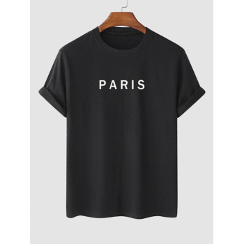 ZAFUL Men's Letter PARIS Graphic Printed Short Sleeves T-shirt S Black