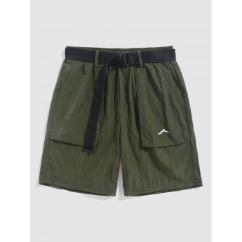 ZAFUL Large Pocket Design Mountain Pattern Casual Shorts L Deep green