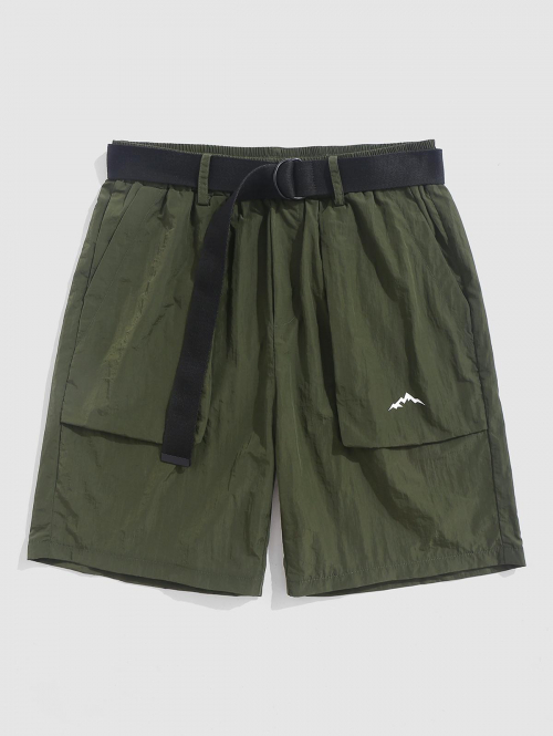 ZAFUL Large Pocket Design Mountain Pattern Casual Shorts M Deep green