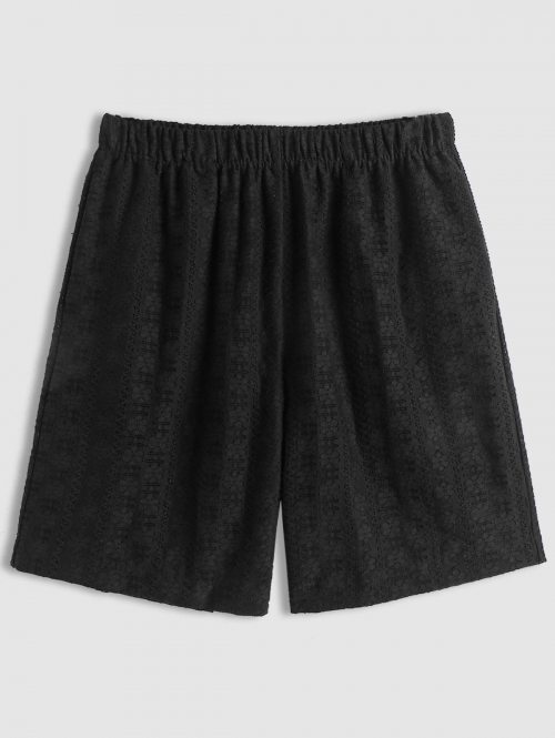 ZAFUL Openwork Lace Casual Shorts L Black