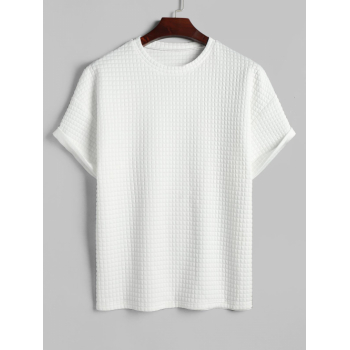 ZAFUL Textured Short Sleeve Basic T Shirt Xl White