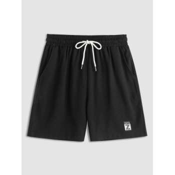 ZAFUL Solid Color Drawstring Casual Shorts M Black