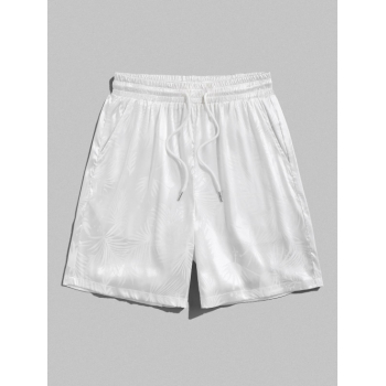 Coconut Tree Pattern Satin Shorts S White