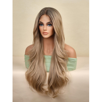 zaful Brown Gradient Light Blonde Long Natural Wavy Synthetic Lace Front Wig